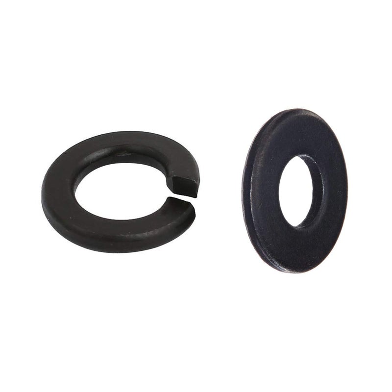 NGe 100 Set M6 Steel Split Washer Lock Spring Ring and Flat Washer, Surface Black Oxide Finish, 0.08" and 0.05" Thick - Image 1